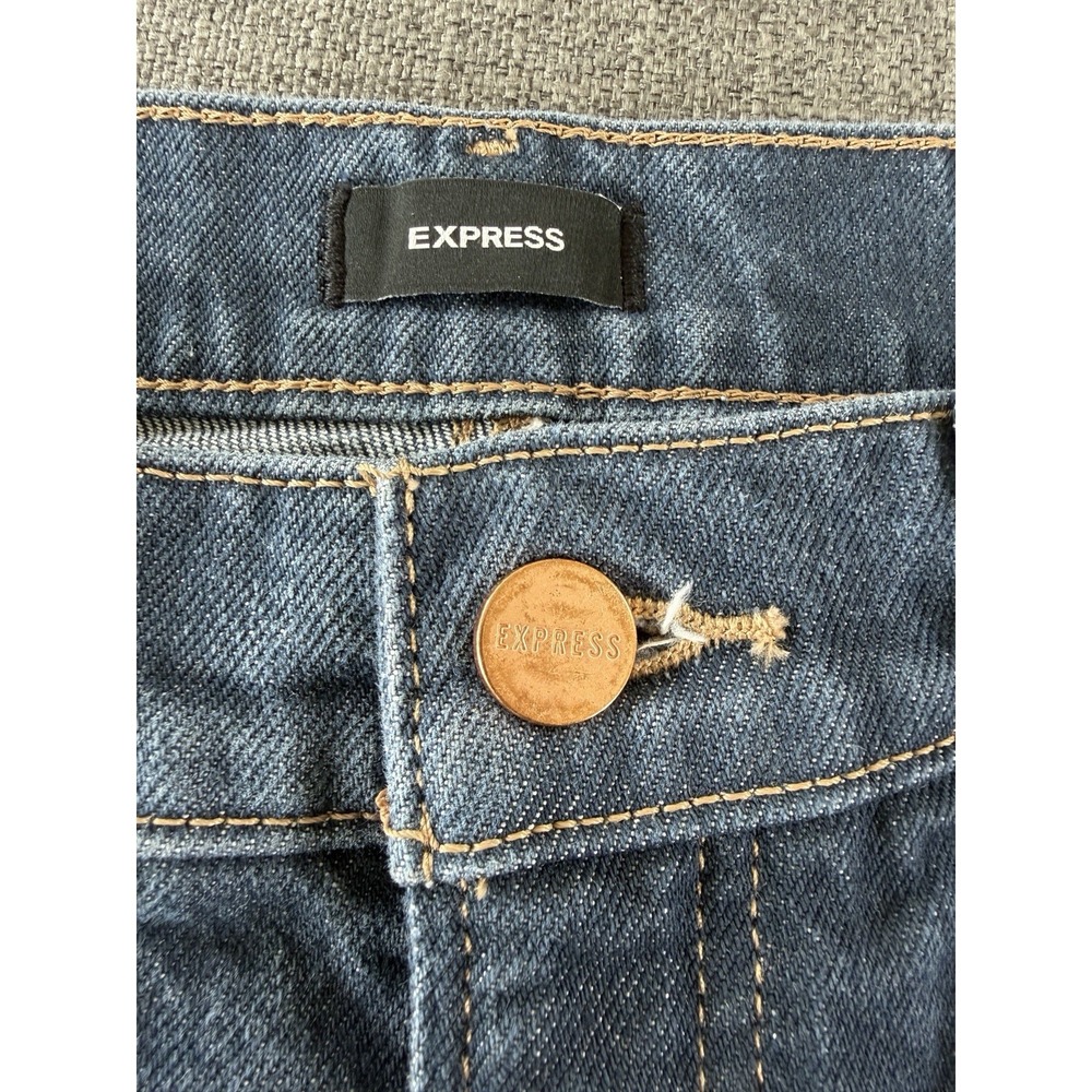 Express 70s Flare Mid Rise Jeans Women's Size 2 Short Dark Wash Wide Leg - Picture 3 of 10